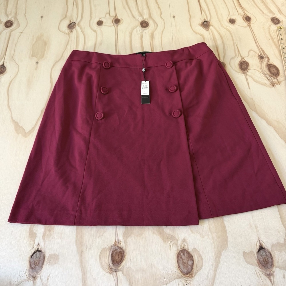Talbots Button Military Skirt Burgundy Knee Length Size 18W